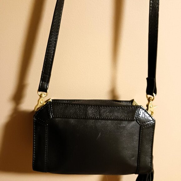 ICONIC REAL calf fur exotic look leather crossbody bag rich brushed gold EUC - Picture 2 of 10